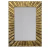 Specchio da Parete Rettangolare con Scanalature in Legno e Foglia di Bronzo