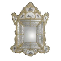 Specchio da parete Rex con foglia d'oro