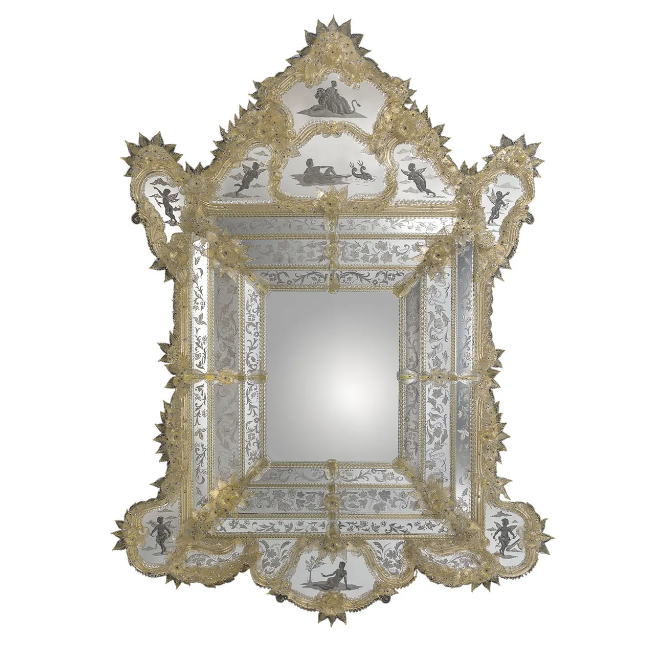 Specchio da parete Rex con foglia d'oro