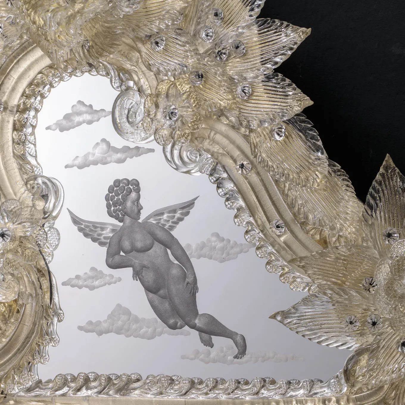 Specchio da parete Rex con foglia d'oro