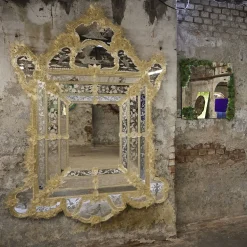 Specchio da parete Rex con foglia d'oro