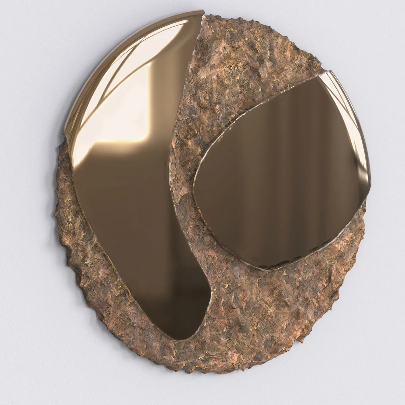 Specchio da parete scultoreo in bronzo fuso Apollo #5