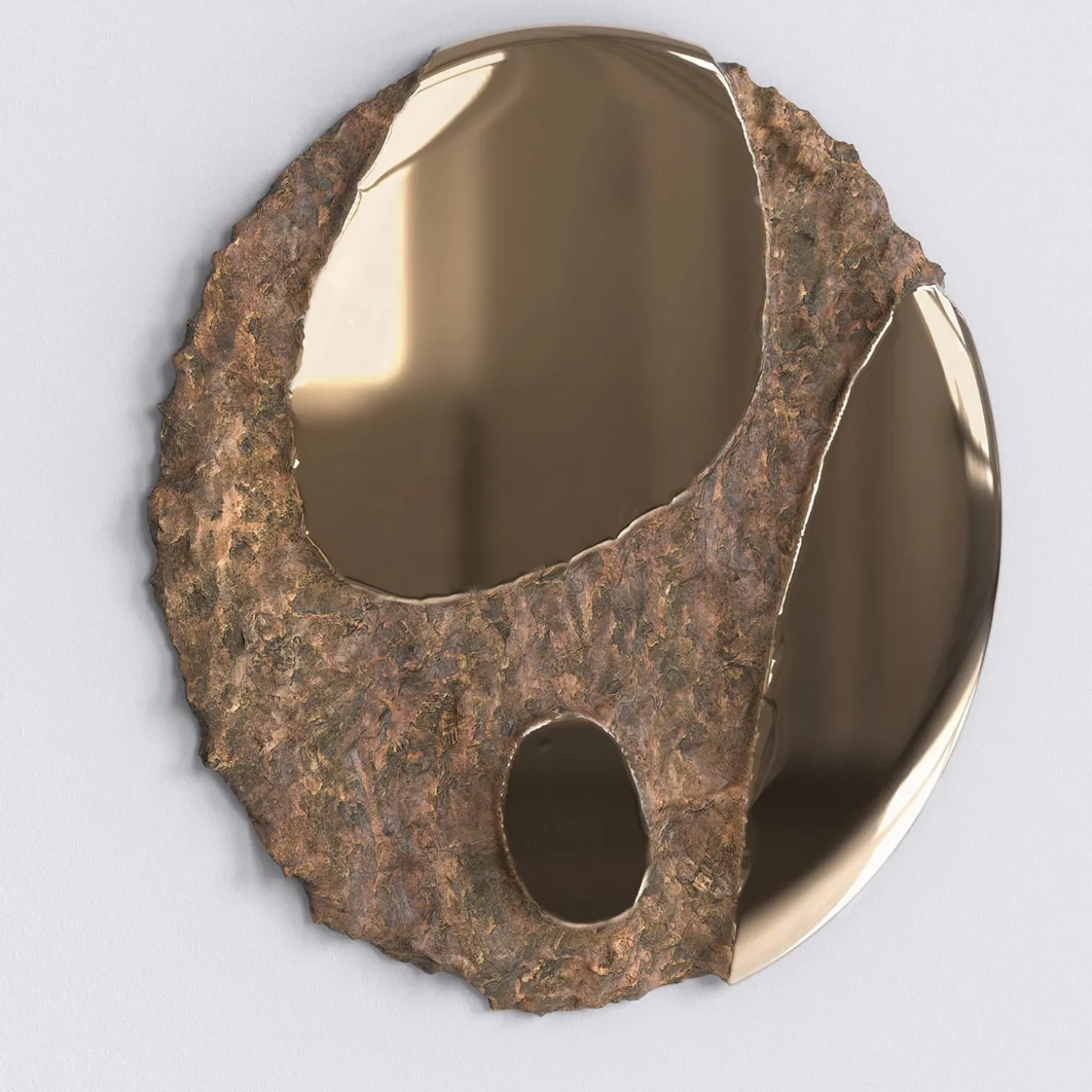 Specchio da parete scultoreo in bronzo fuso Apollo #3