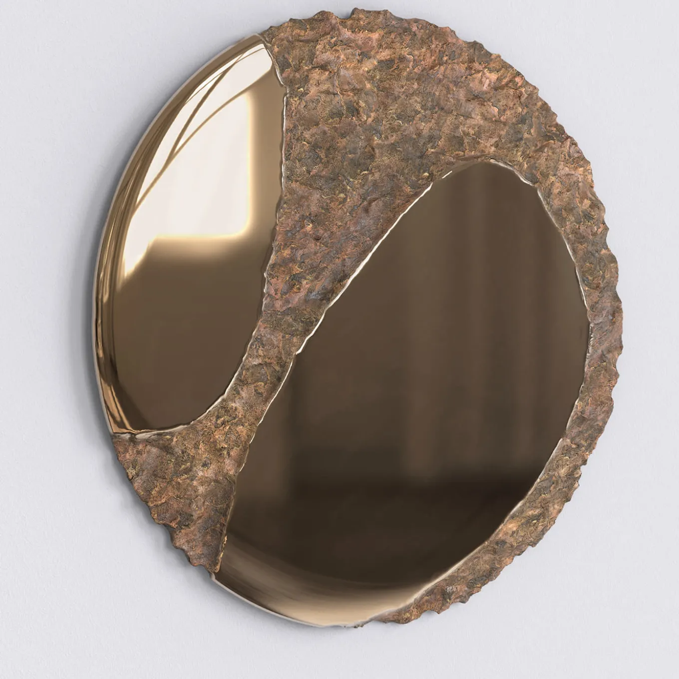 Specchio da parete scultoreo Apollo in bronzo fuso #1