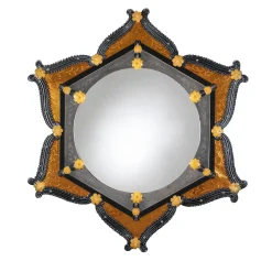 Specchio da parete Sethi in vetro di Murano arancione