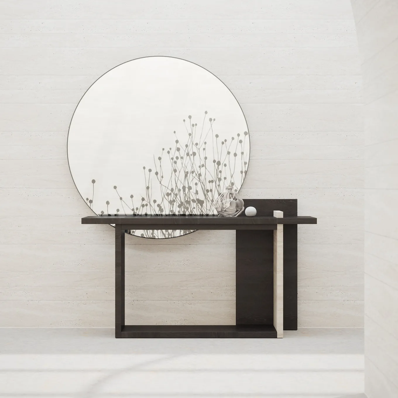 Specchio grafico con cornice in metallo Wildfield