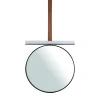 Specchio in marmo a tubo con cinturino in pelle