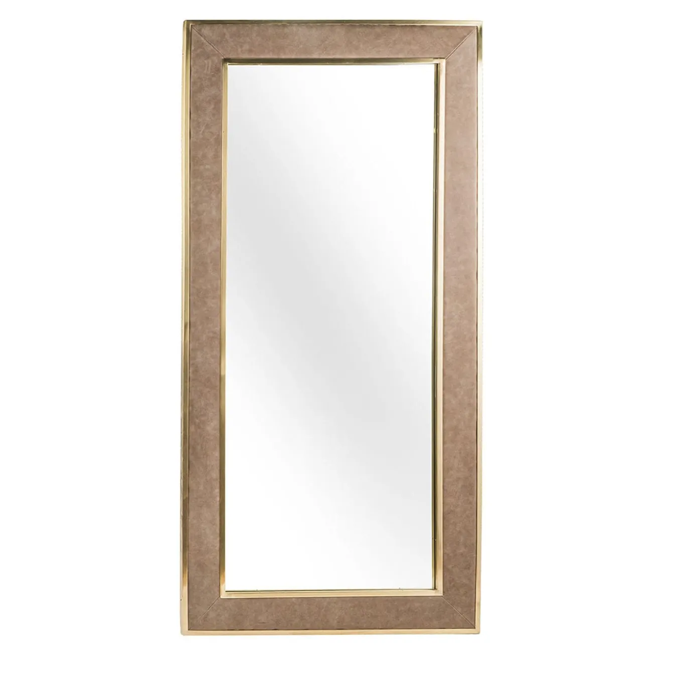 Specchio in Pelle e Ottone Aurora
