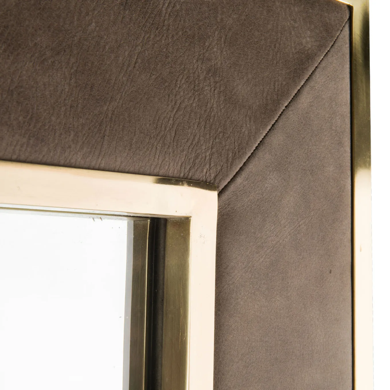 Specchio in Pelle e Ottone Aurora