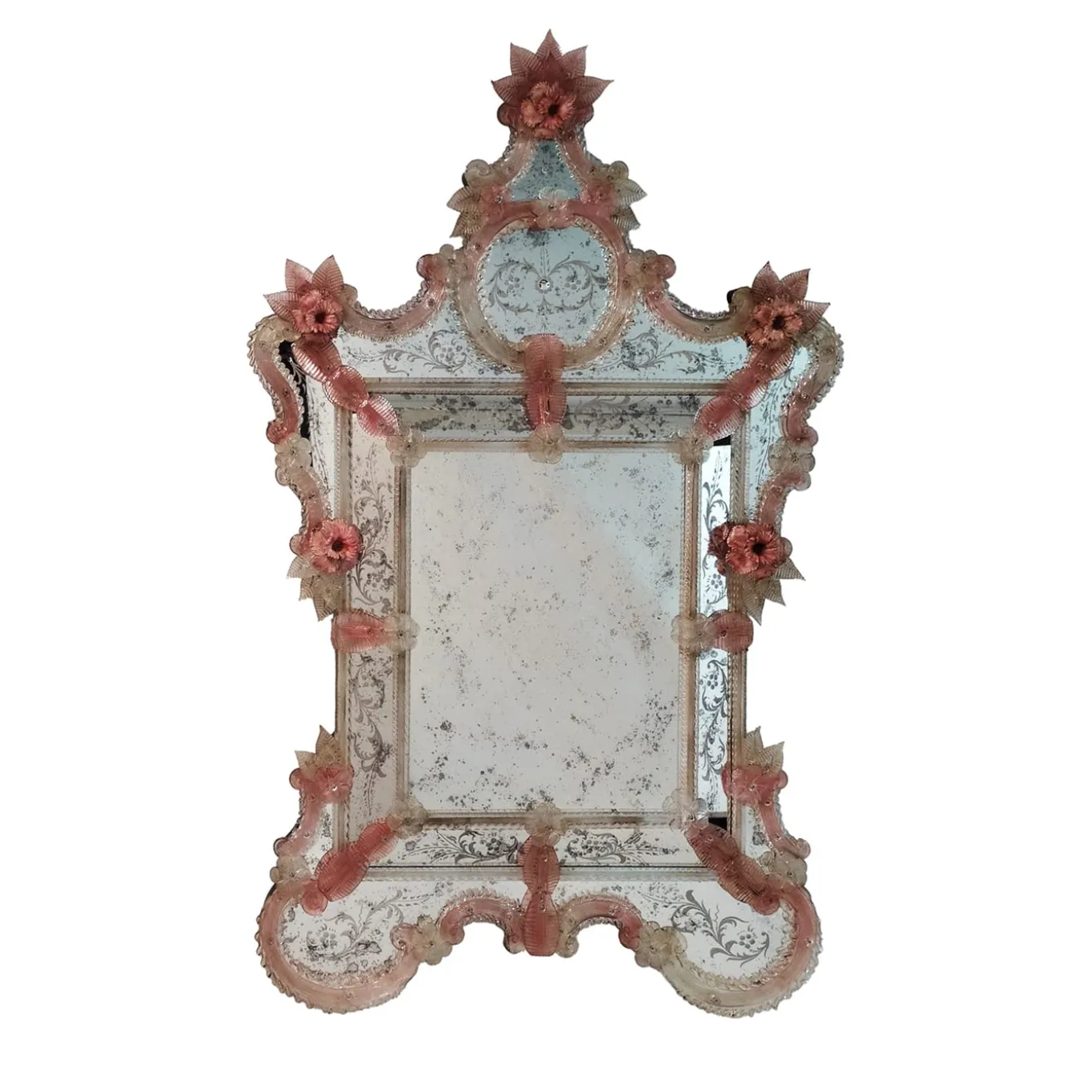 Specchio in vetro di Murano rosa Apollo di Fratelli Tosi