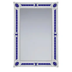 Specchio in vetro di Murano contemporaneo blu San Toma