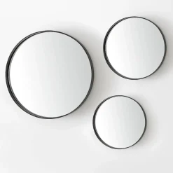 Specchio rotondo in ferro nero lava grigio Dorian