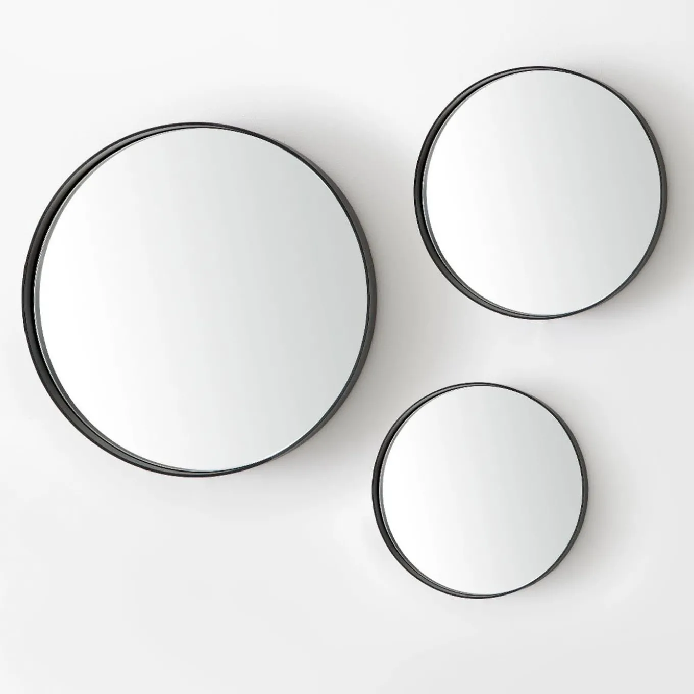 Specchio rotondo in ferro nero lava grigio Dorian