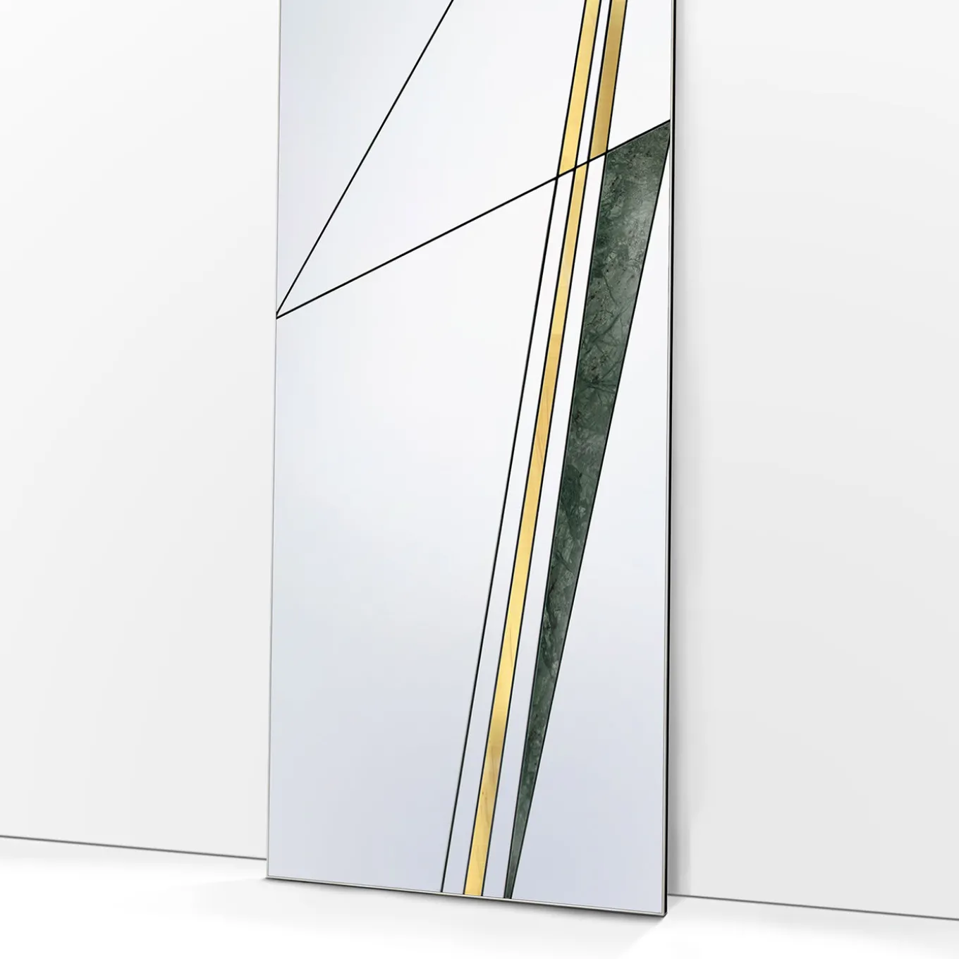 Specchio Via III con ottone spazzolato