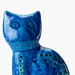 Statuetta Gatto Seduto Blu di Aldo Londi