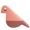 Statuetta Uccellino rosa opaco e borgogna
