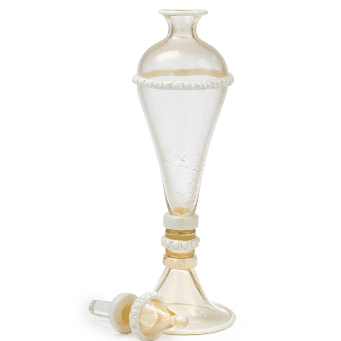 Stmat Vaso con piede in oro e bianco 24 carati con coperchio