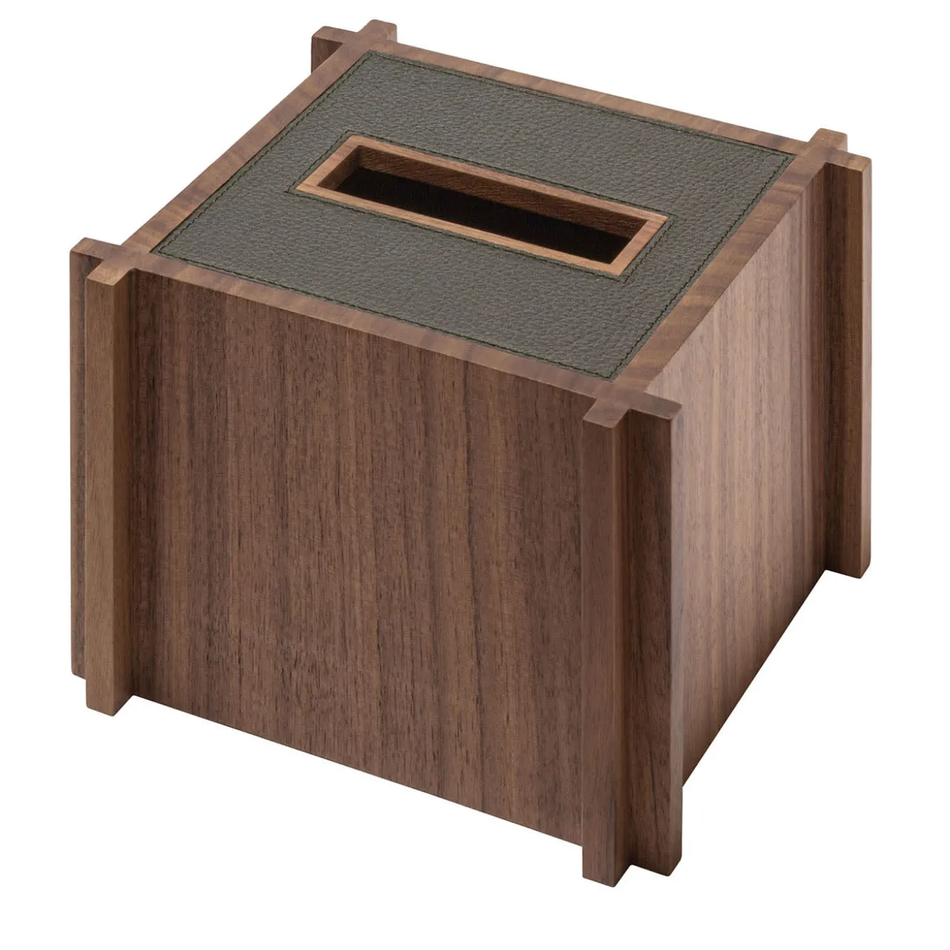 Structura Portafazzoletti quadrato in pelle e legno #2