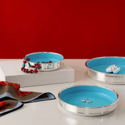 Svuotatasche Grande Rotondo color Turchese Placcato Argento