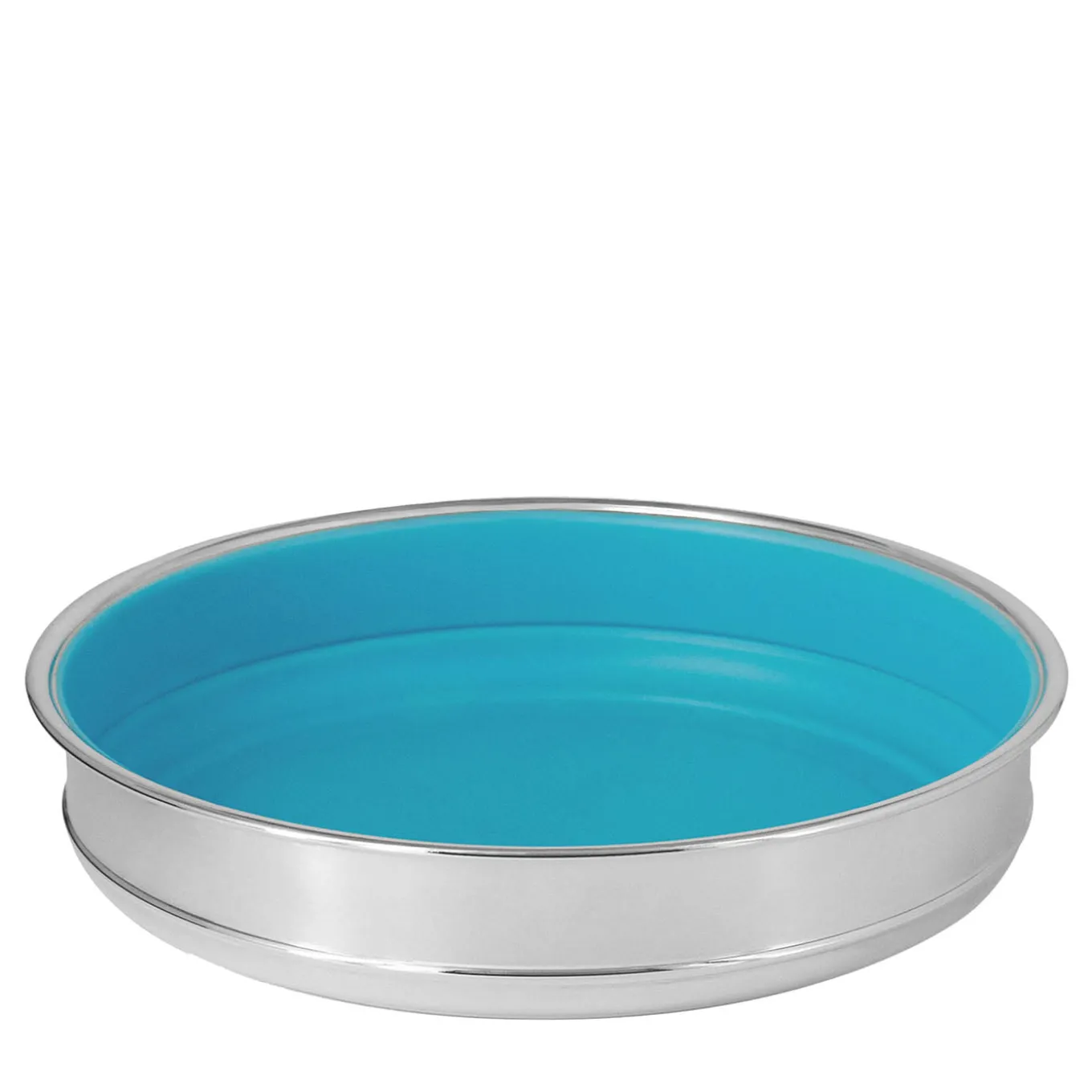 Svuotatasche Medio Rotondo color Turchese Placcato Argento
