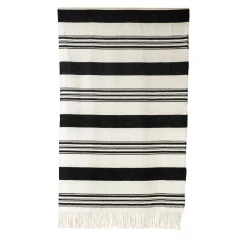 Tacke.d2 Coperta a righe bianche e nere con frange