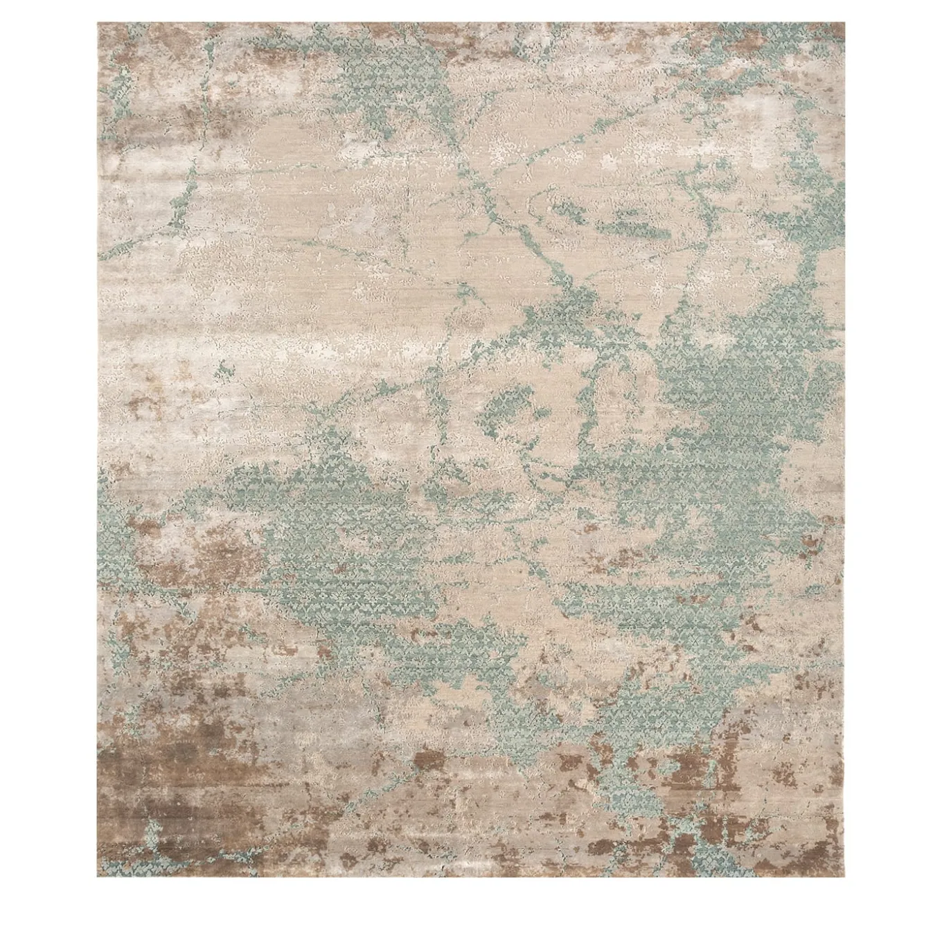 Tappeto Annodato a Mano Dune Nomad Grigio Classico e Blu Marittimo