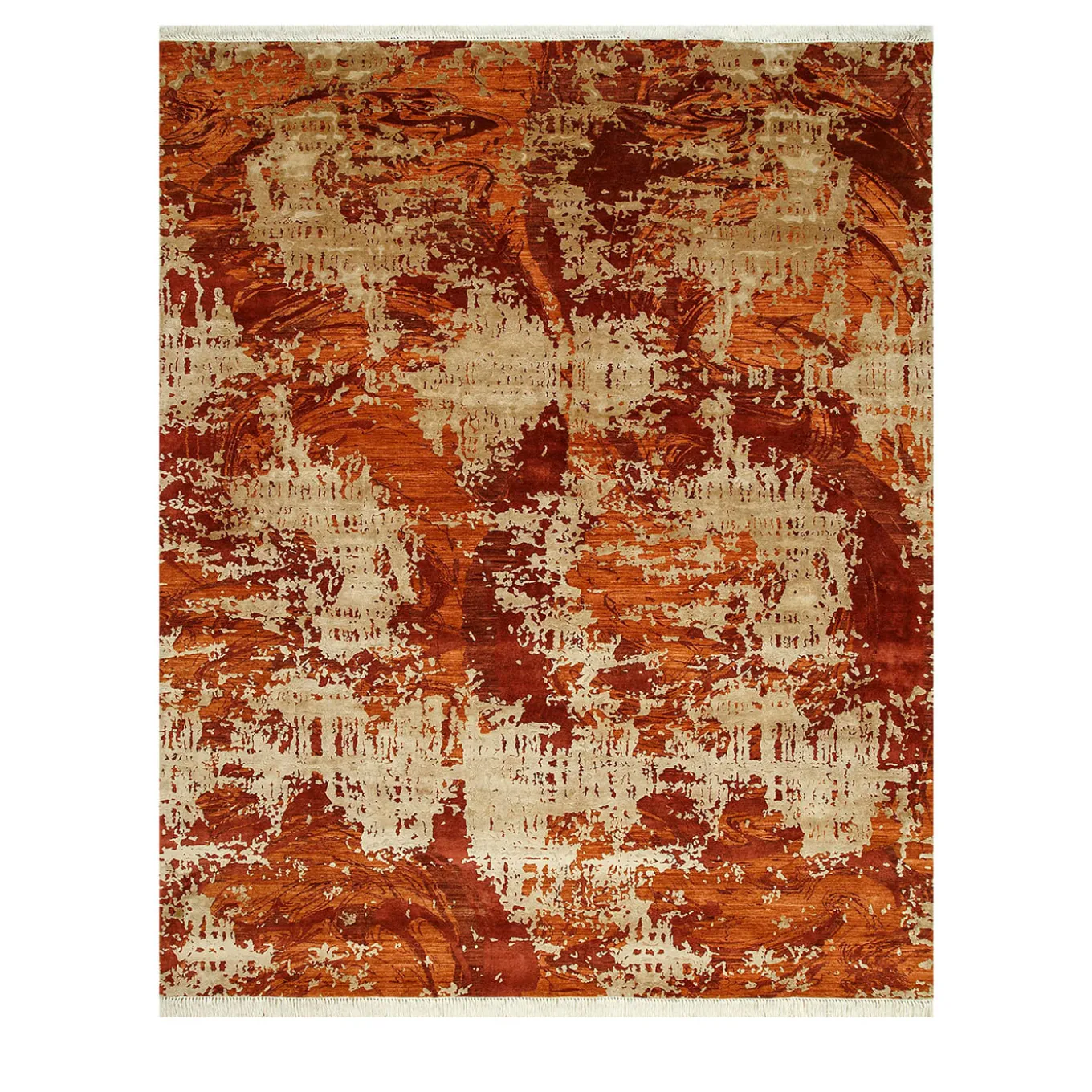 Tappeto Annodato a Mano Dreamy Desire Rosso Arancio e Rosso Arancio
