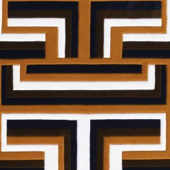 Tappeto Castelbarco geometrico in lana della Nuova Zelanda marrone/nero/bianco