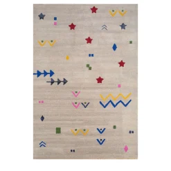 Tappeto Confetti Creamy White Inky Sea, tessuto a mano