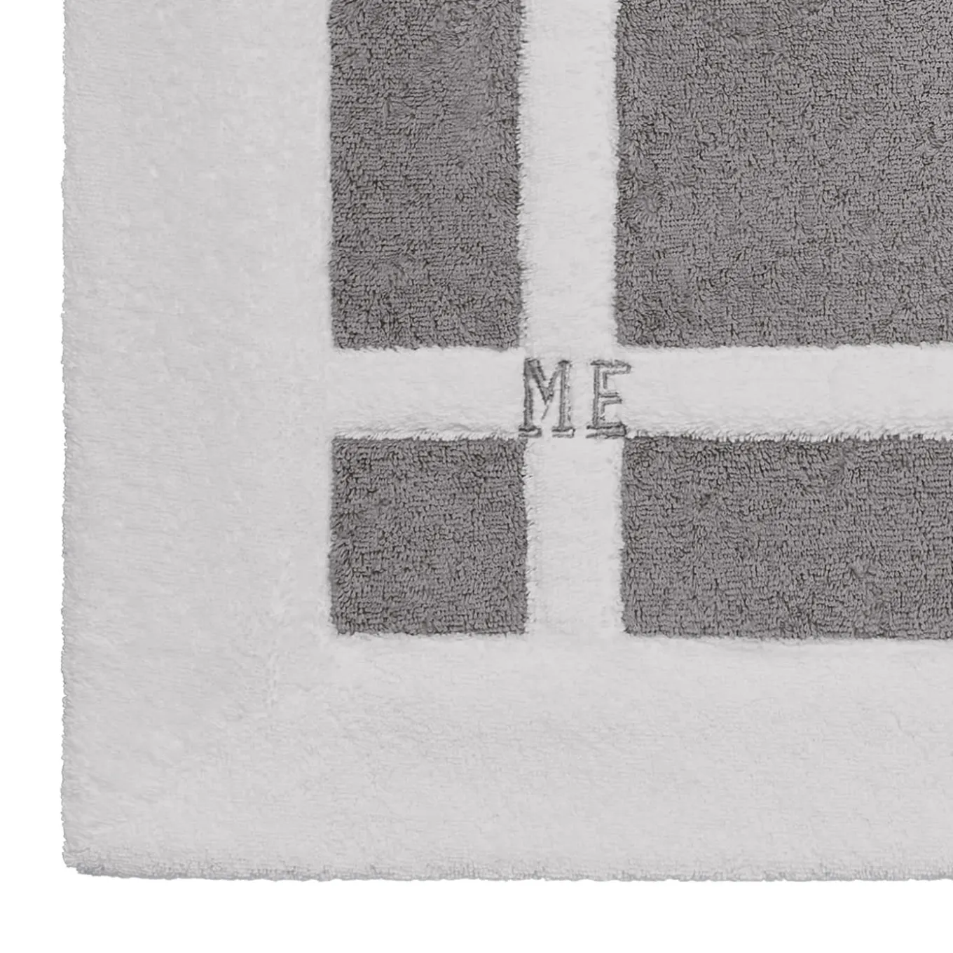 Tappeto da bagno Pompidou in stile geometrico bianco e grigio
