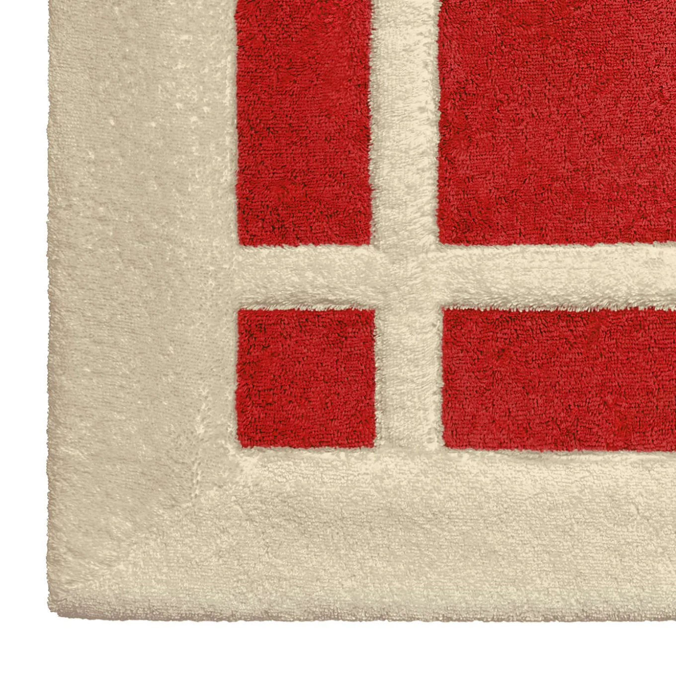 Tappeto da bagno Pompidou in stile geometrico beige e corallo