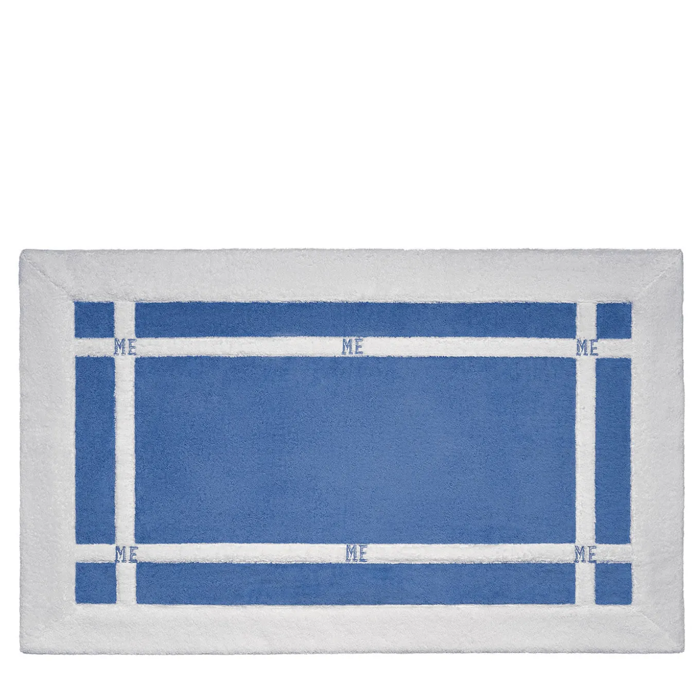 Tappeto da bagno Pompidou in stile geometrico bianco e blu Assisi