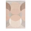 Tappeto in Lana Beige con motivi Geometrici Cerchi Affondanti