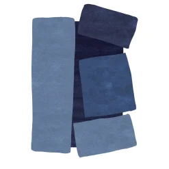 Tappeto Lettera Aperta Annodato a Mano in Tessuto Blu