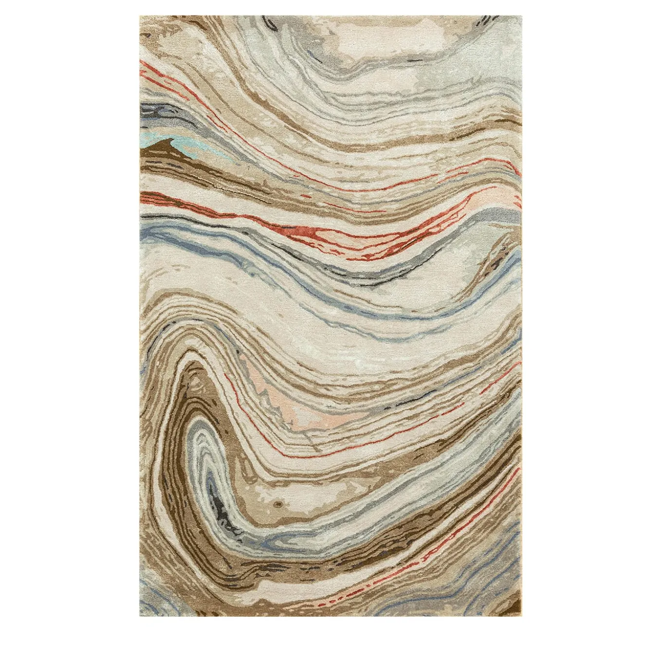 Tappeto Mellow Waves Antique White & Clay trapuntato a mano