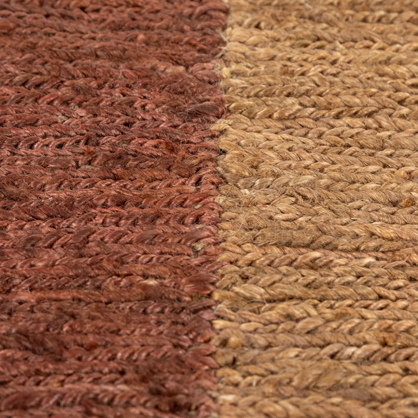 Tappeto Piatto In Jute Terracotta & Gold Brown