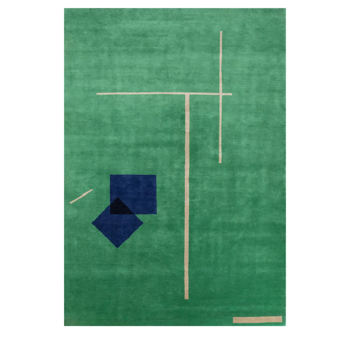 Tappeto Sthir Marine Green Soft Gold annodato a mano