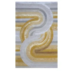 Tappeto Tinted Tango Dark Amber Gold & White trapuntato a mano