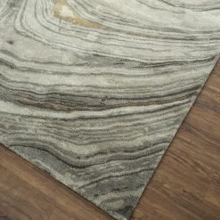 Tappeto Tuftato a Mano Dreamy Grooves Grigio Classico e Legno di Frassino