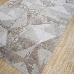 Tappeto Tuftato a Mano Dusky Trajectory Bianco e Bianco Antico