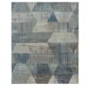 Tappeto Tuftato a Mano Symmetrical Waves Skyline Blu e Grigio Classico