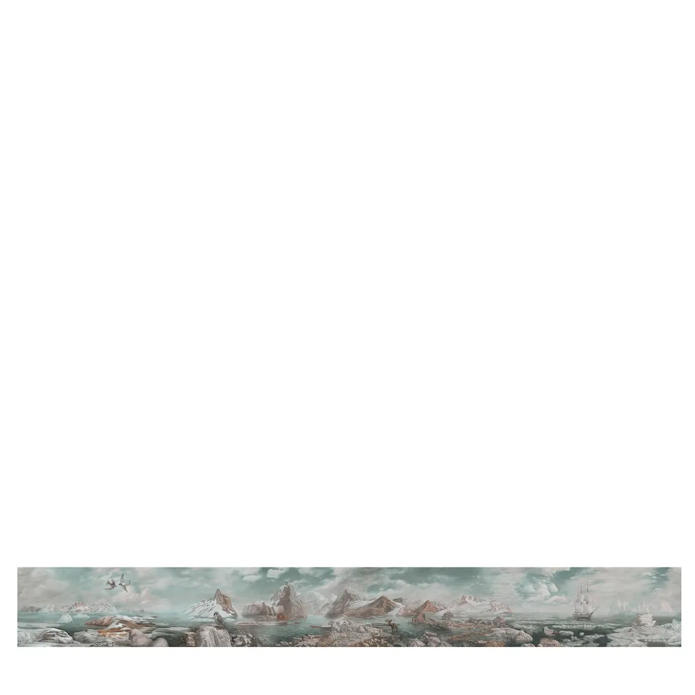 Tessuto murale in cotone verde e rosa Arctic Passages