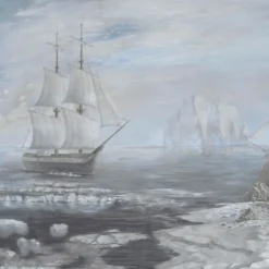 Tessuto murale in cotone verde e rosa Arctic Passages