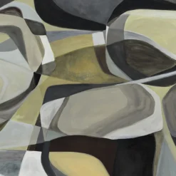 Tessuto murale in cotone grigio nero e verde Rising Desert