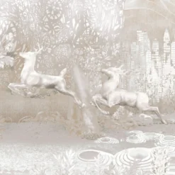 Tessuto murale in poliestere Wildscape con riflessi d'argento
