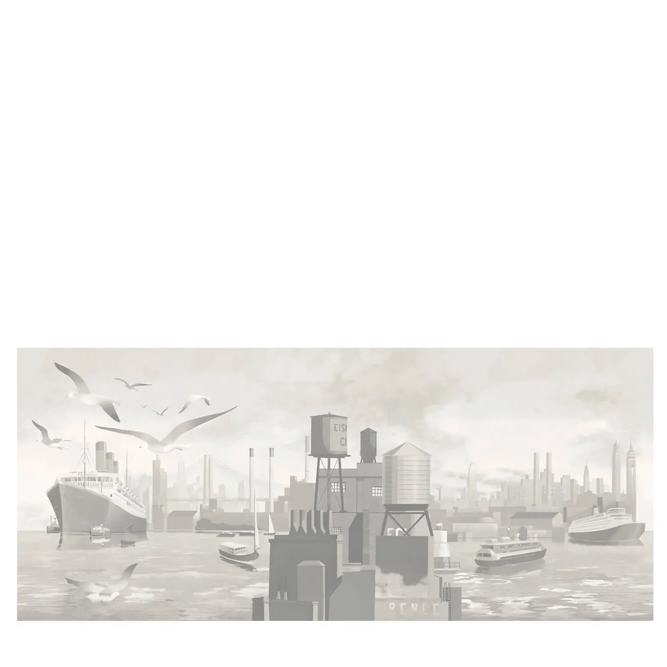 Tessuto murale in poliestere grigio da terra a mare