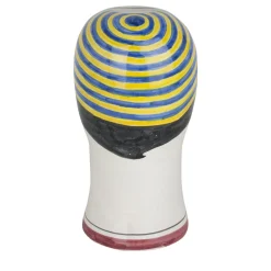 Testa di nuotatore con cappuccio giallo e blu Scultura