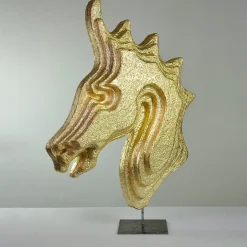 Testa d'oro Cavallo Scultura d'oro