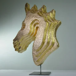 Testa d'oro Cavallo Scultura d'oro