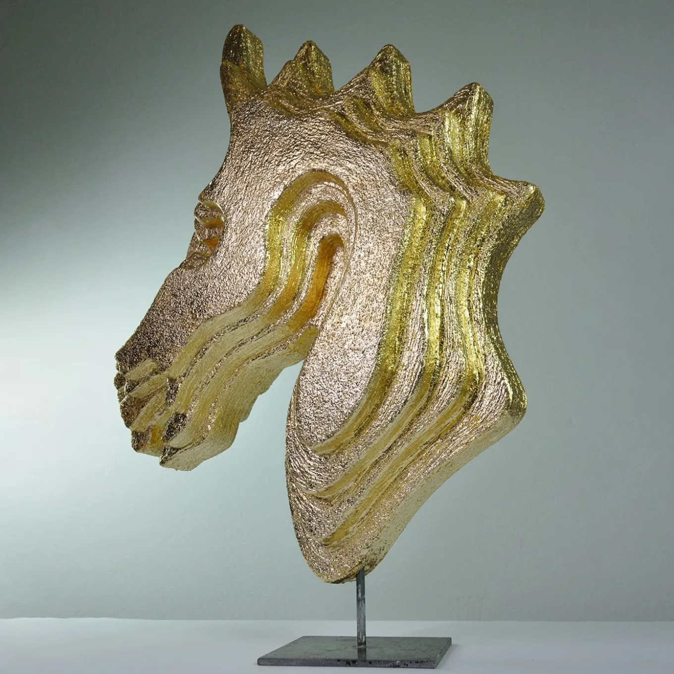 Testa d'oro Cavallo Scultura d'oro